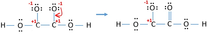 convert lone pairs to bonds to reduce charges - H2C2O4 lewis structure